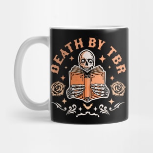 Death By T.B.R To Be Read Skeleton Reading Book Halloween Mug